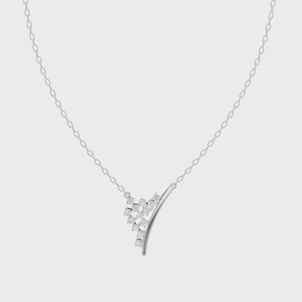 Elegant Curved Cluster Diamond Pendant Chain