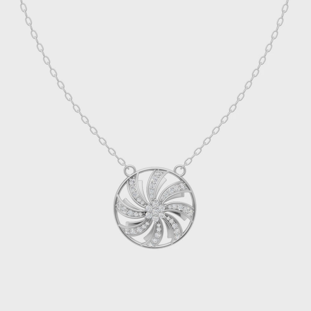 Elegant Swirl Bloom Diamond Pendant Chain