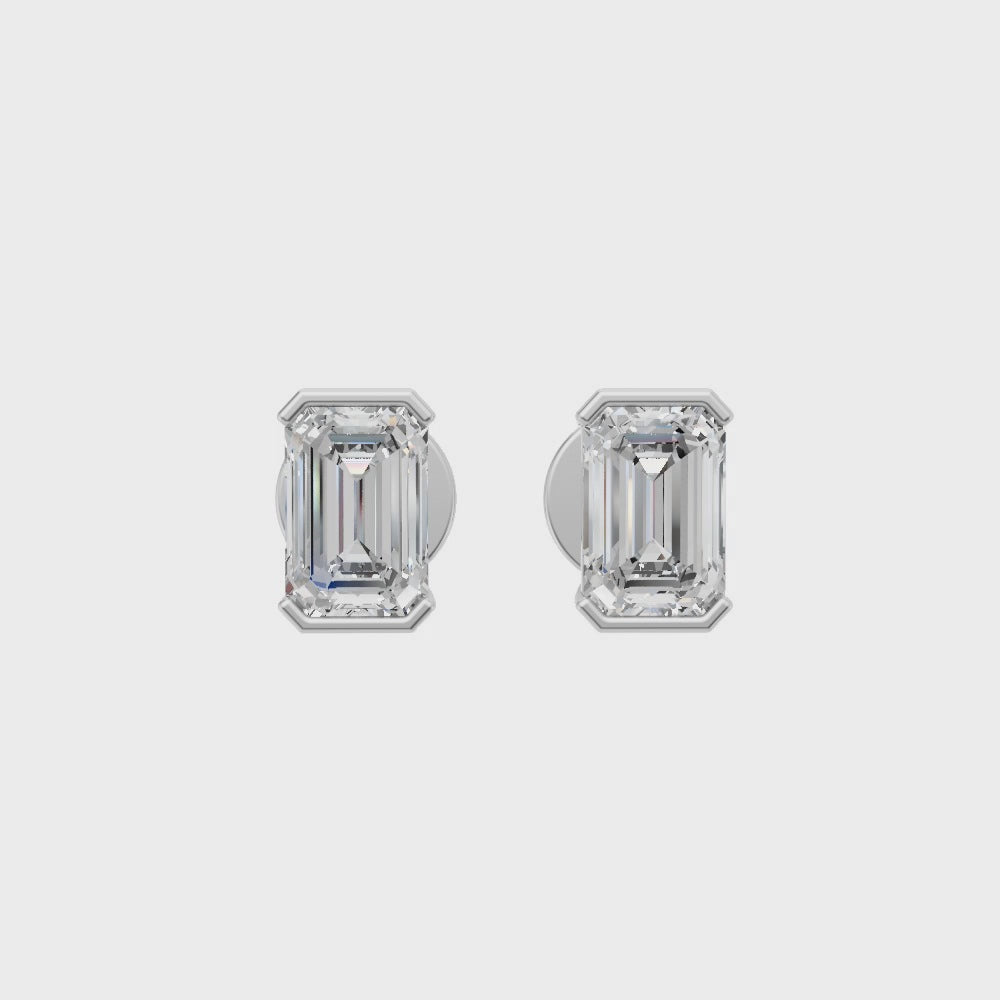 Emerald Cut Lab Grown Diamond Stud Earrings