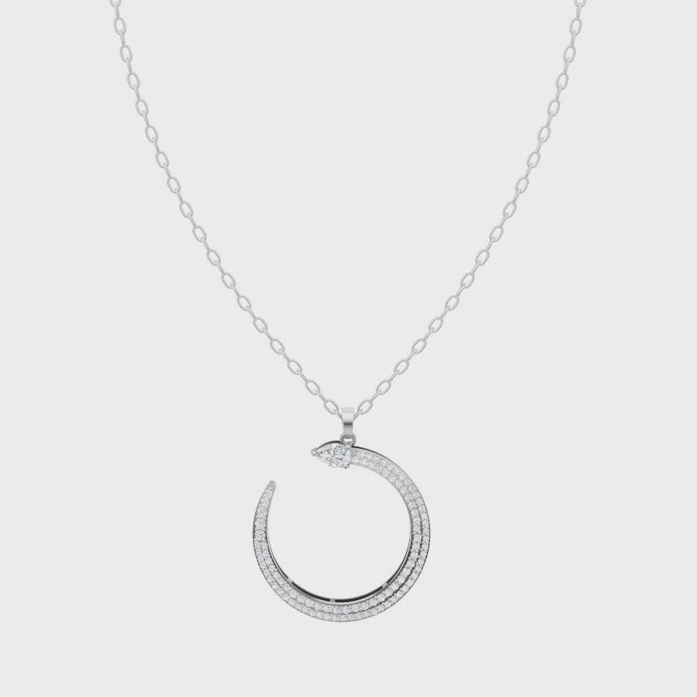 Elegant Serpent Circle Diamond Pendant Chain