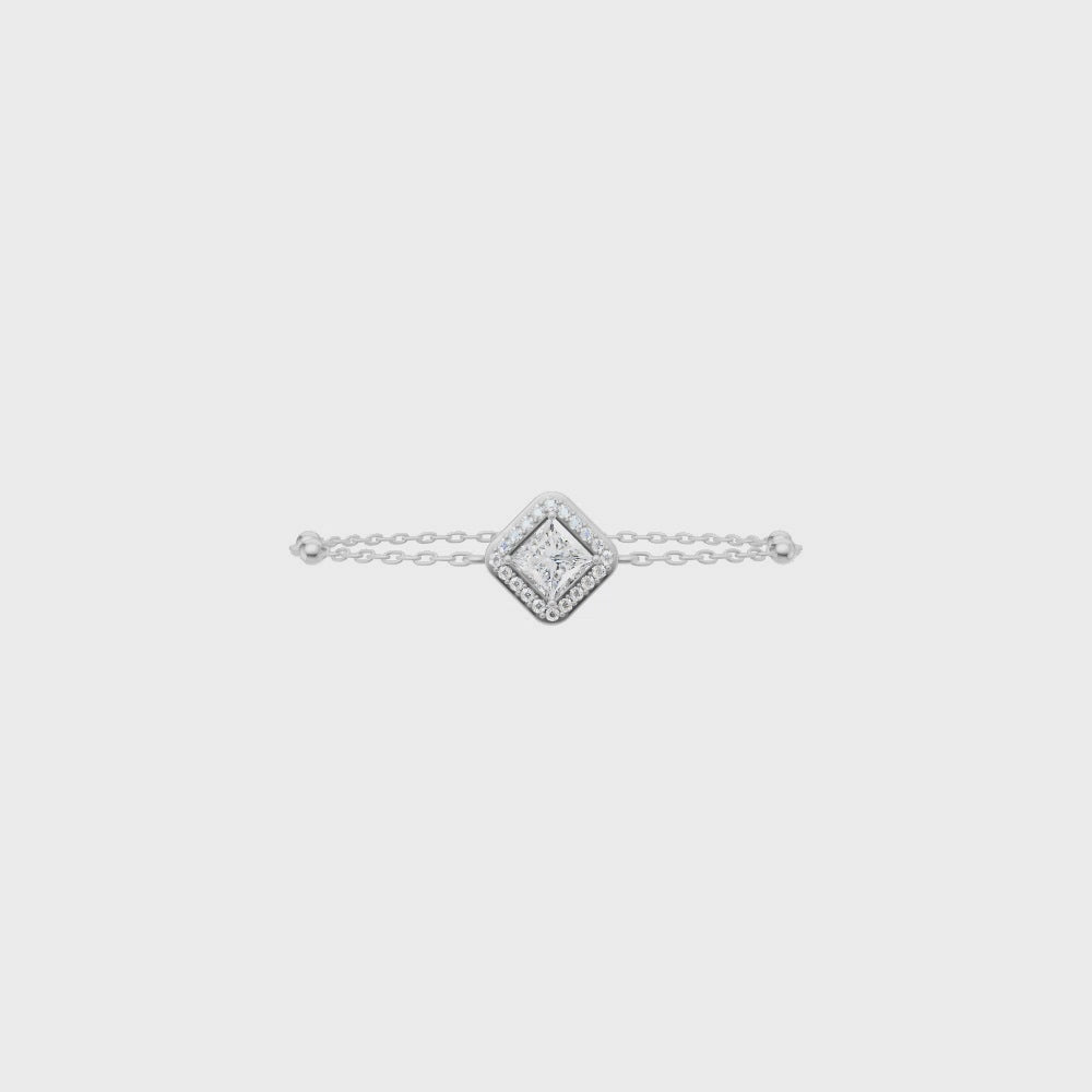 Princess Cut Lab Grown Diamond Halo Bracelet