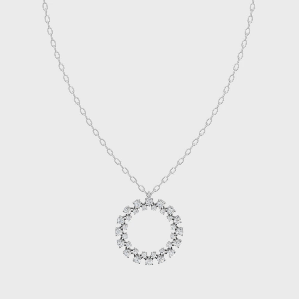 Timeless Diamond Halo Circle Pendant Chain VENFORA