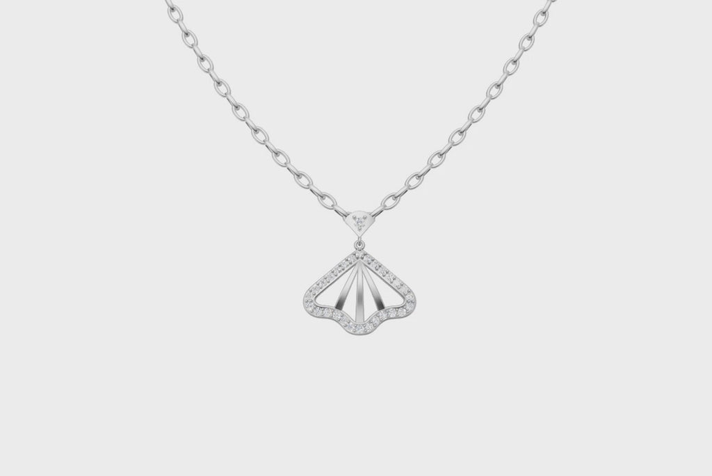Elegant Fan Shine Diamond Pendant Chain