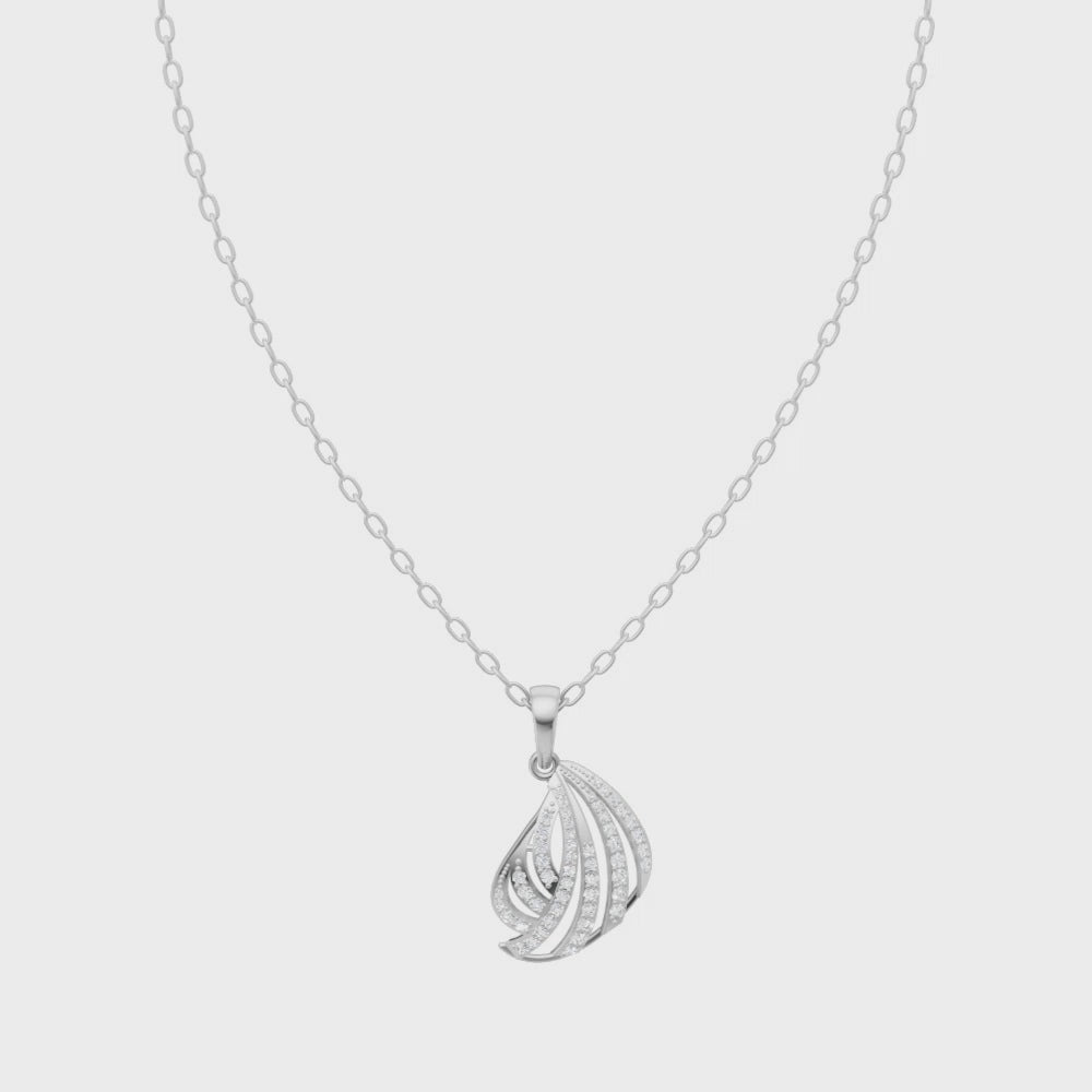Elegant Leaf Swirl Diamond Pendant Chain