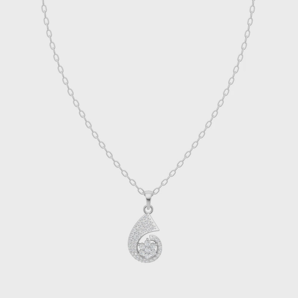 Elegant Swirl Floral Diamond Pendant Chain VENFORA