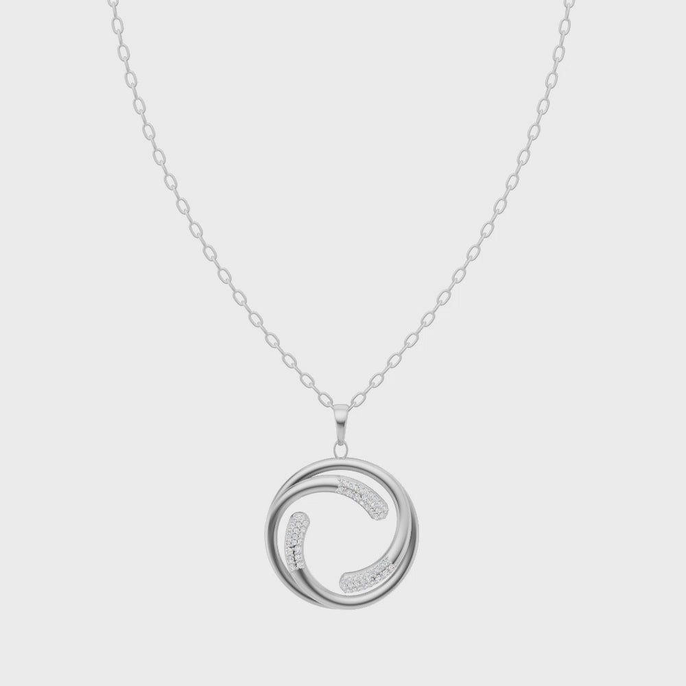 Elegant Double Circle Swirl Diamond Pendant Chain