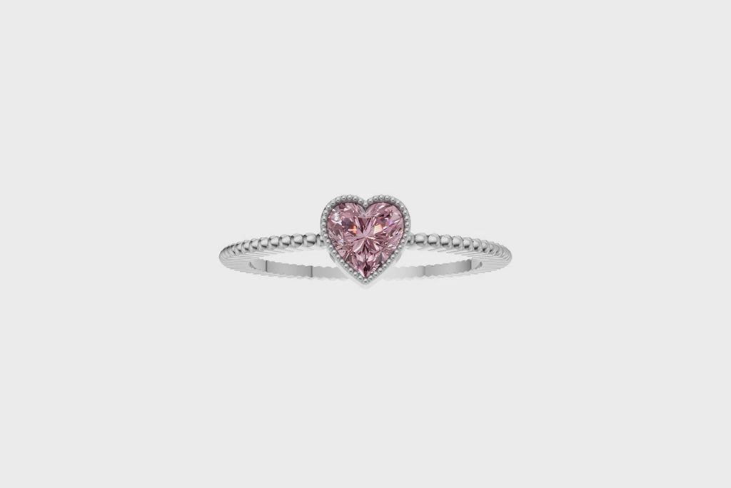 Pink Heart Lab Grown Diamond Band Ring
