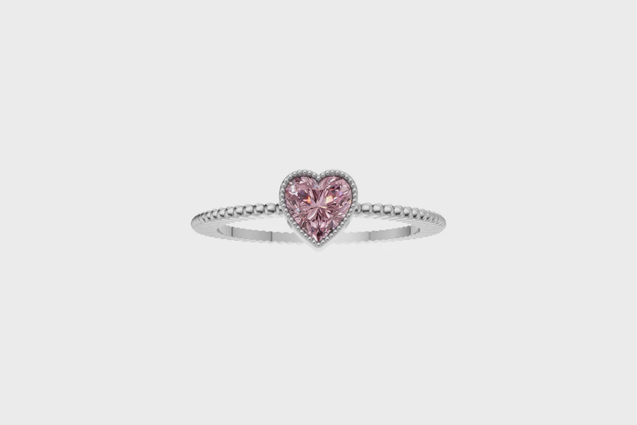 Pink Heart Lab Grown Diamond Band Ring