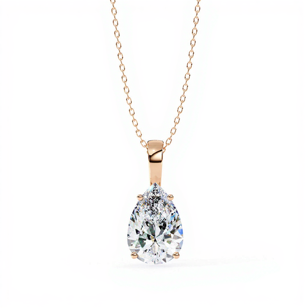 Pear Cut Solitaire Diamond Pendant Necklace