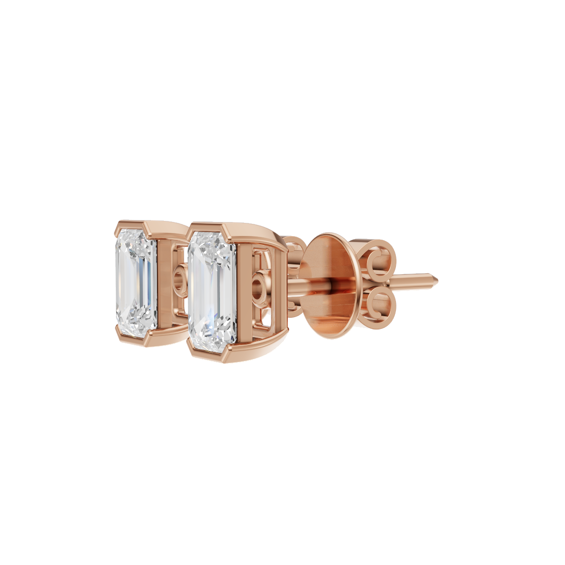 Emerald Cut Lab Grown Diamond Stud Earrings