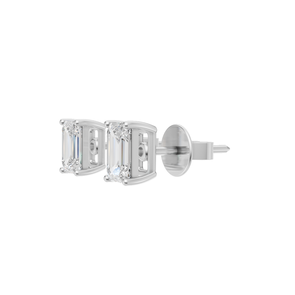 Emerald Cut Lab Grown Diamond Stud Earrings