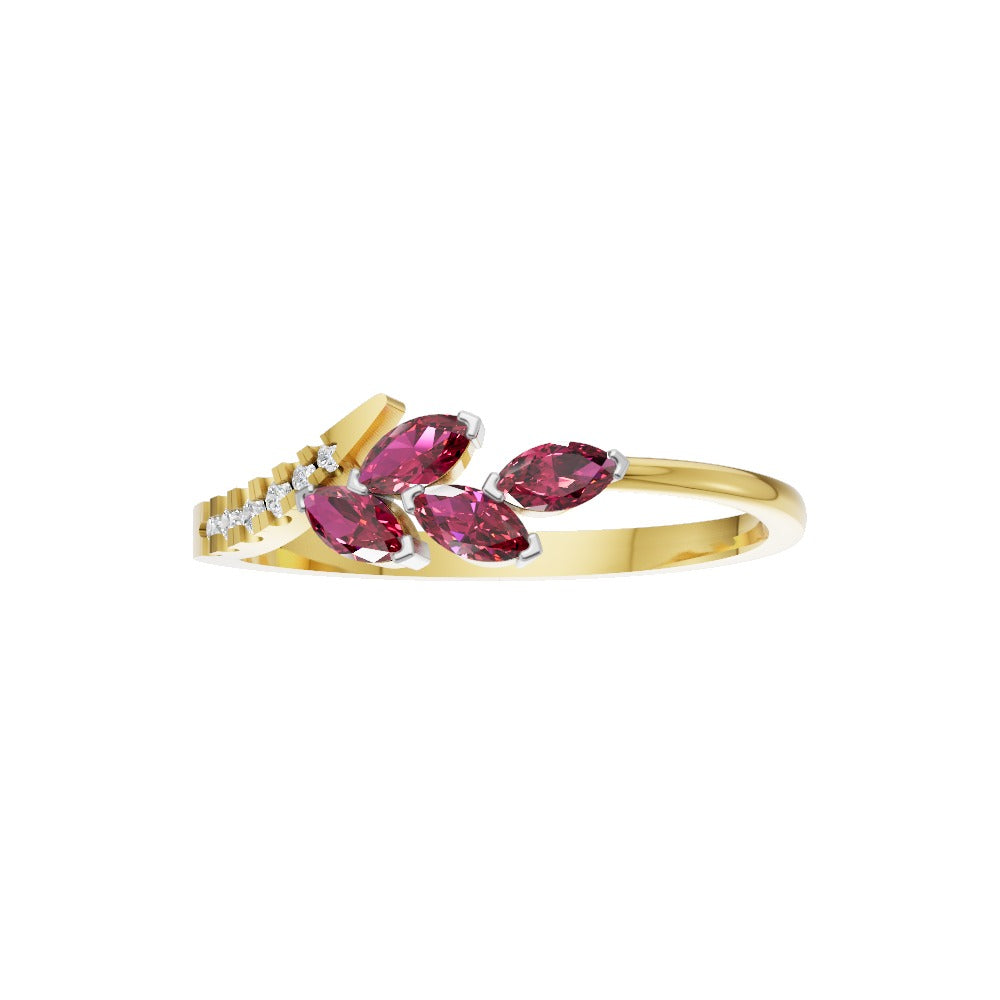 Ruby Leaf Cluster Band Ring