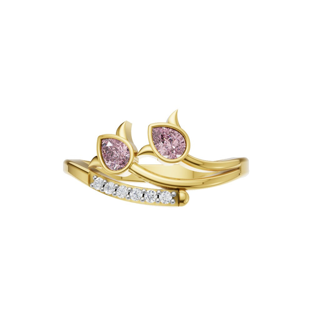 Pink Heart Lab Grown Diamond Devil Band Ring