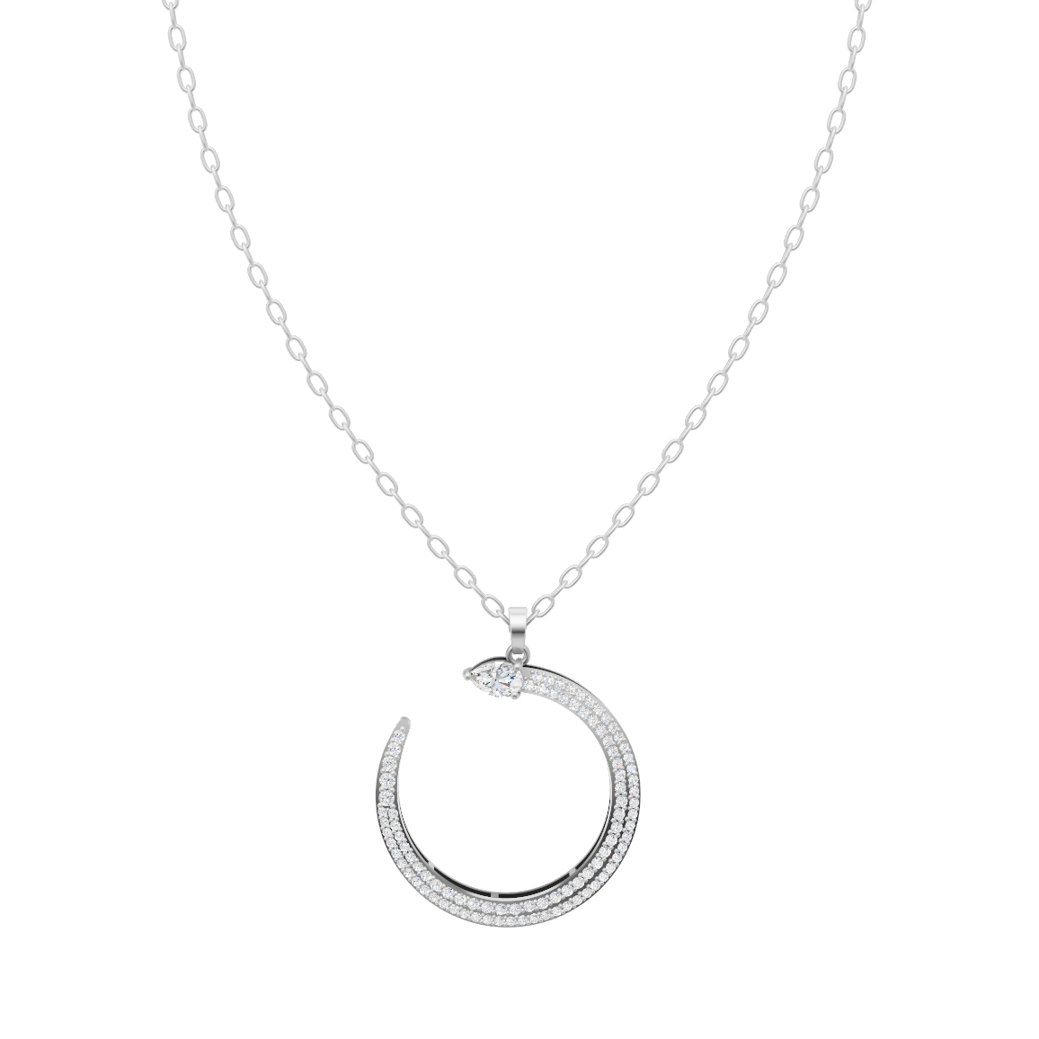 Elegant Serpent Circle Diamond Pendant Chain