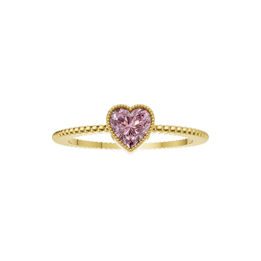 Pink Heart Lab Grown Diamond Band Ring