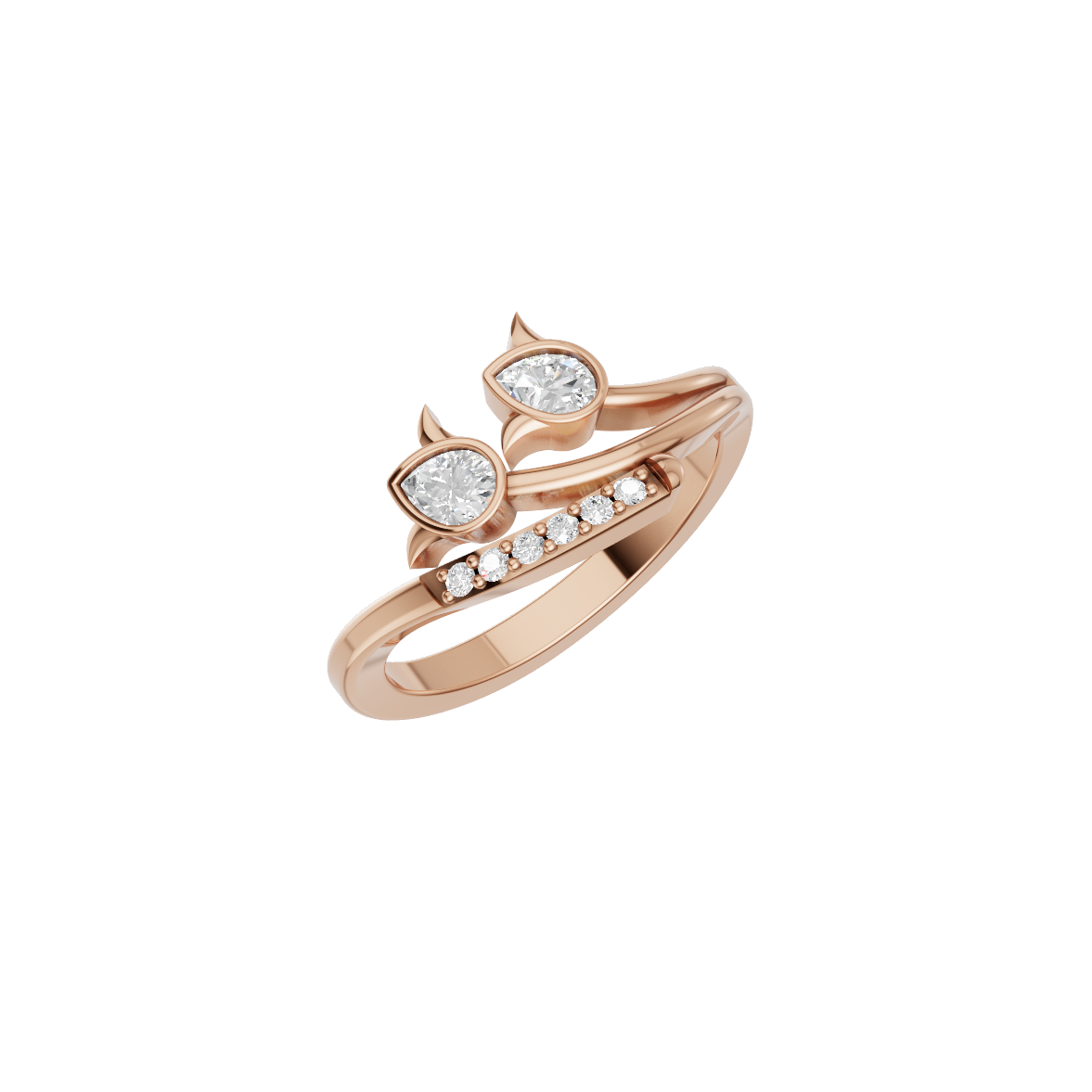 Pink Heart Lab Grown Diamond Devil Band Ring