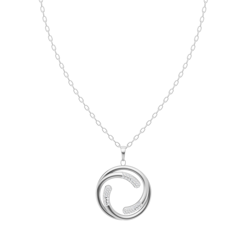 Elegant Double Circle Swirl Diamond Pendant Chain
