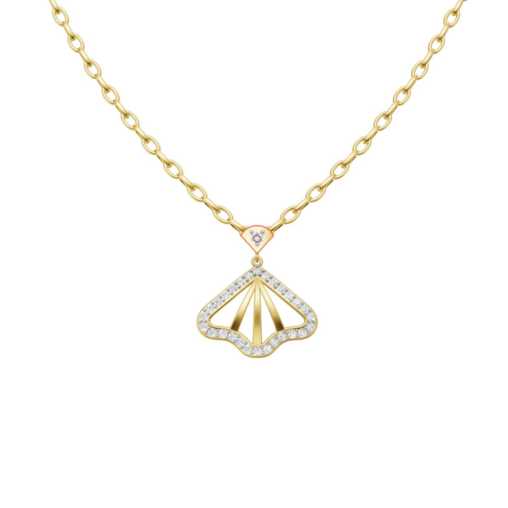 Elegant Fan Shine Diamond Pendant Chain
