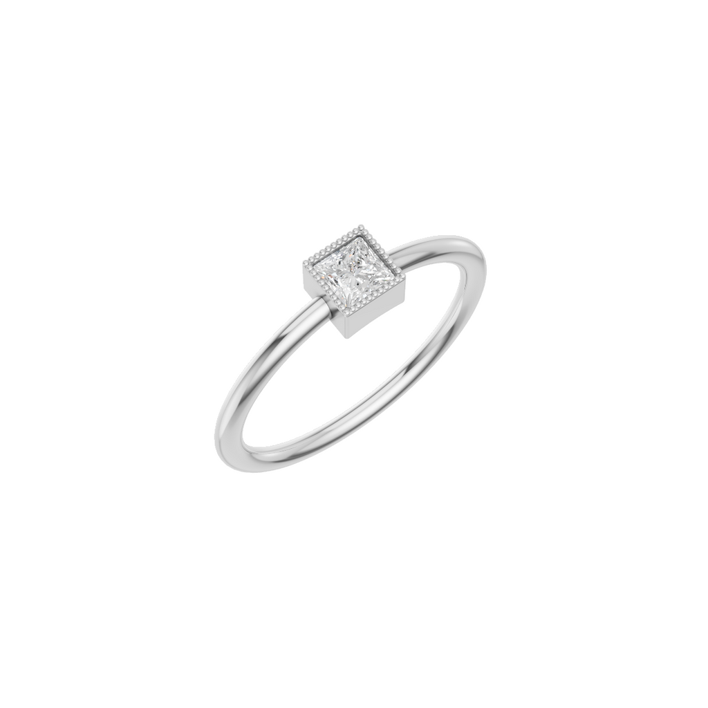 Green Princess Cut Solitaire Ring