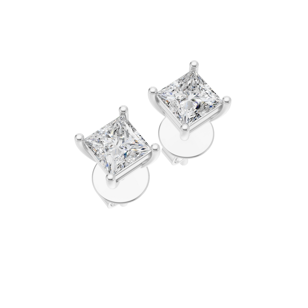 Princess Cut Lab Grown Diamond Stud Earrings
