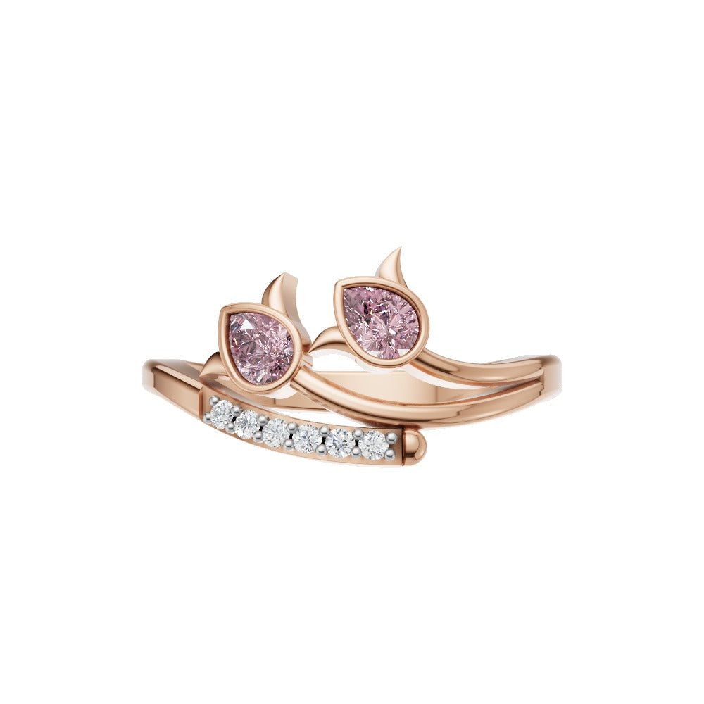 Pink Heart Lab Grown Diamond Devil Band Ring