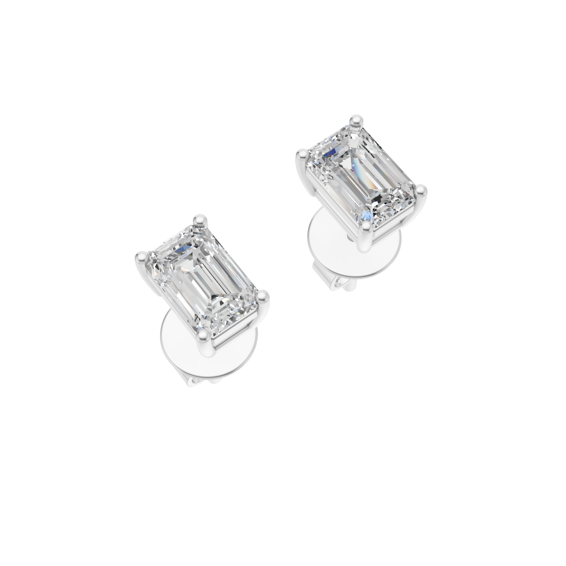 Emerald Cut Lab Grown Diamond Stud Earrings