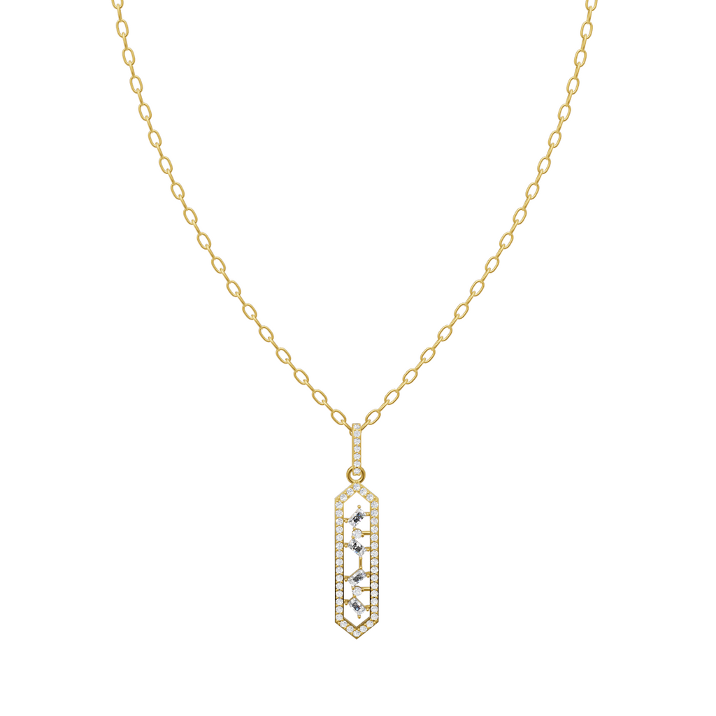 Luxury Vertical Bar Diamond Pendant Chain