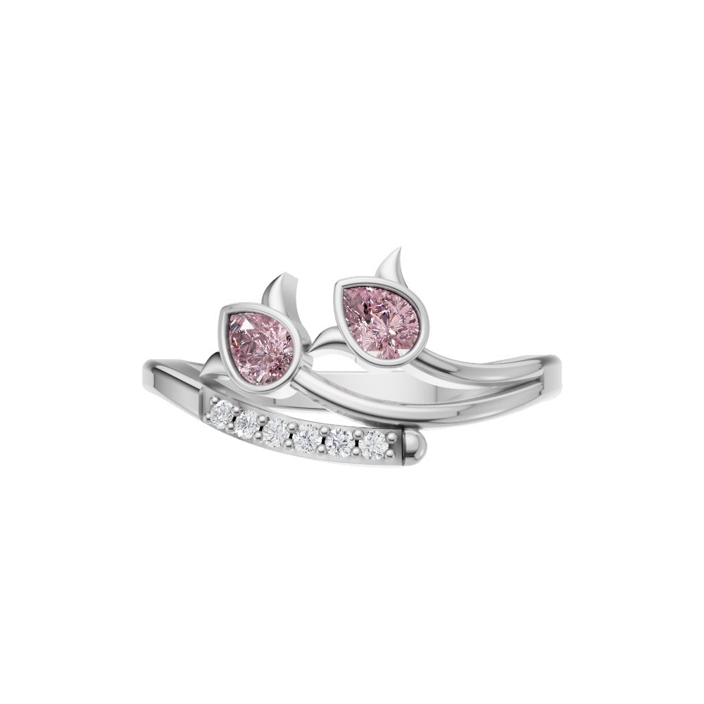 Pink Heart Lab Grown Diamond Devil Band Ring