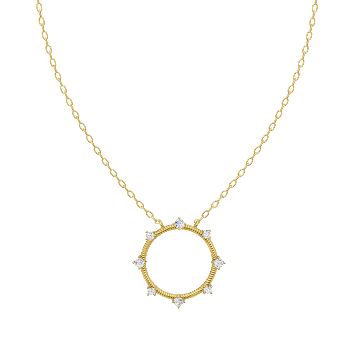 Elegant Celestial Circle Diamond Pendant Chain