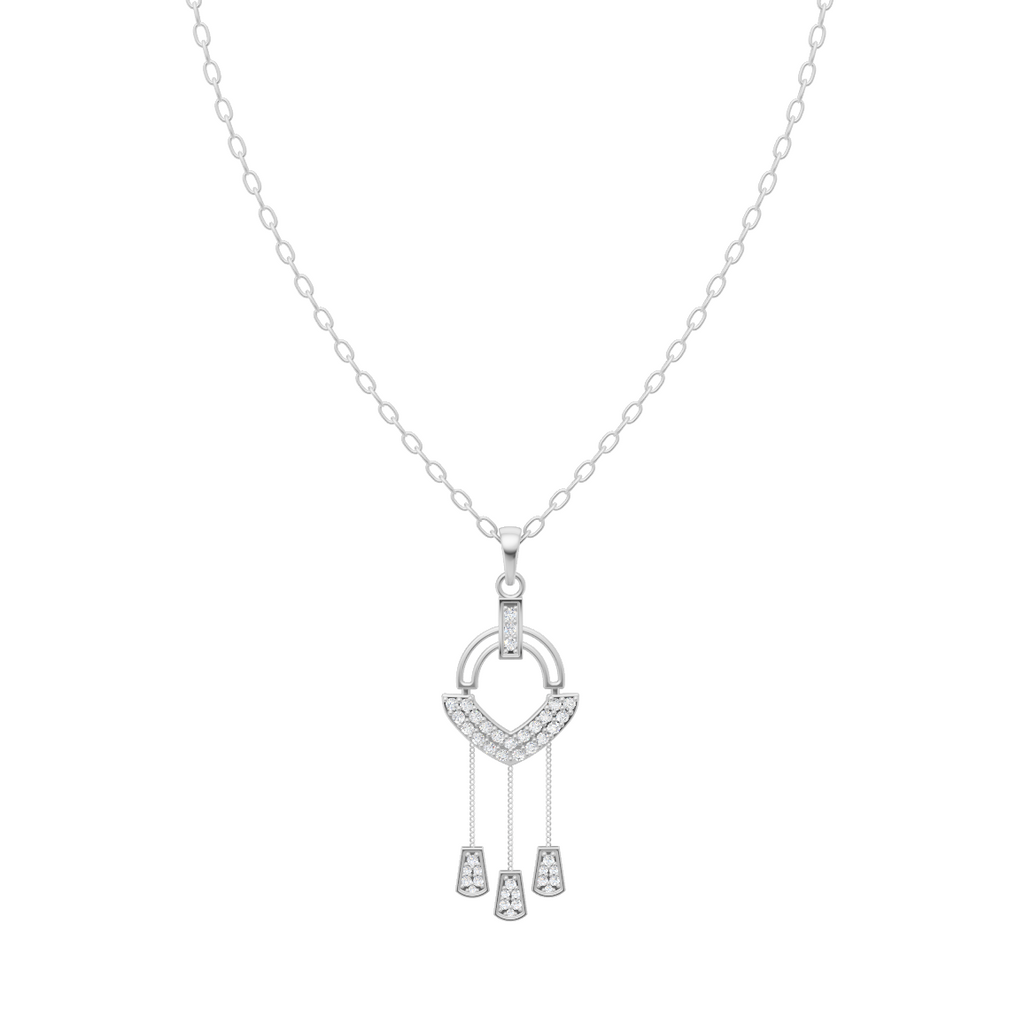 Elegant Dangling Drop Diamond Pendant Chain