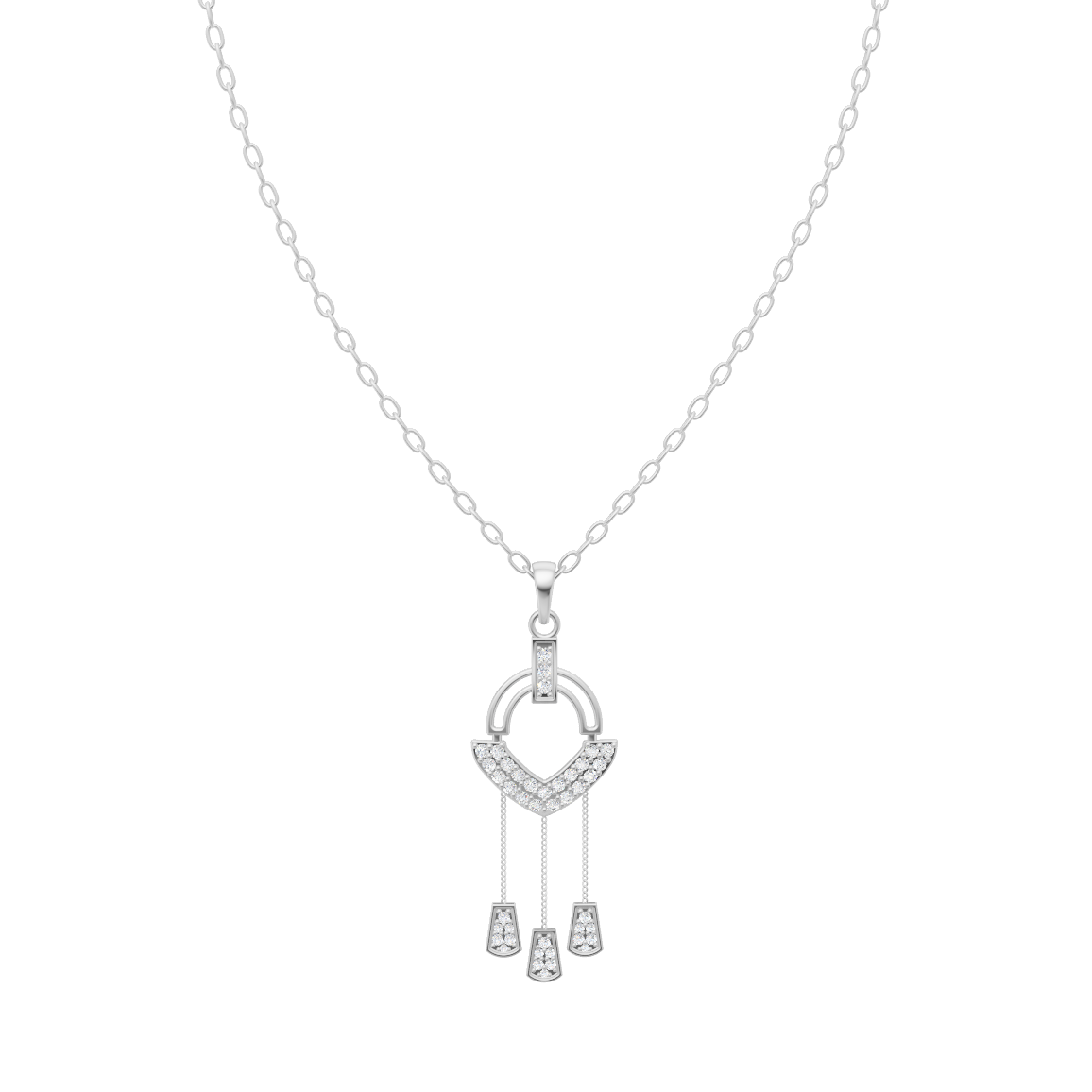 Elegant Dangling Drop Diamond Pendant Chain