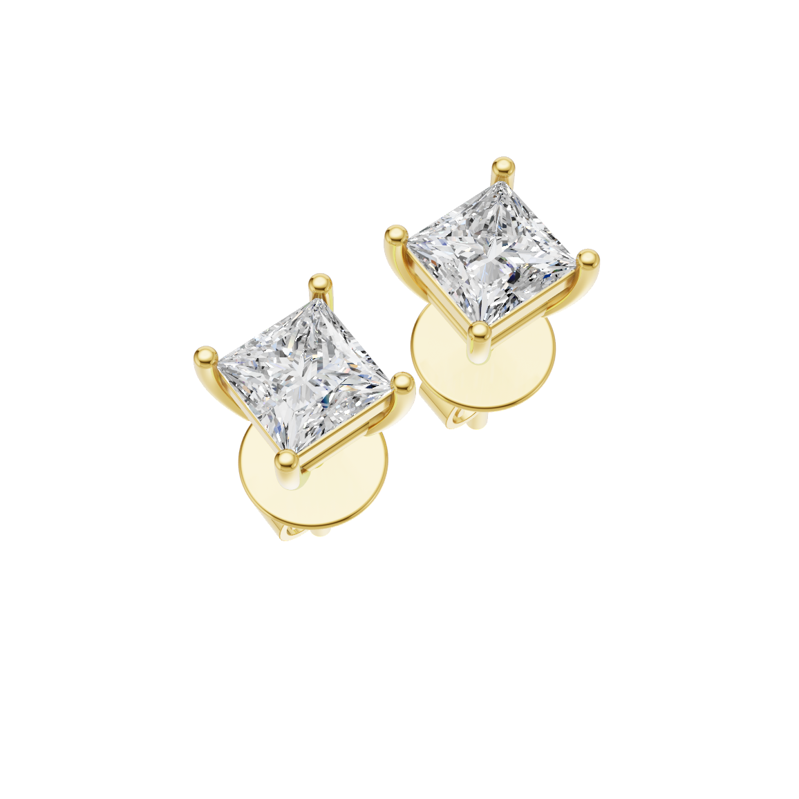 Princess Cut Lab Grown Diamond Stud Earrings