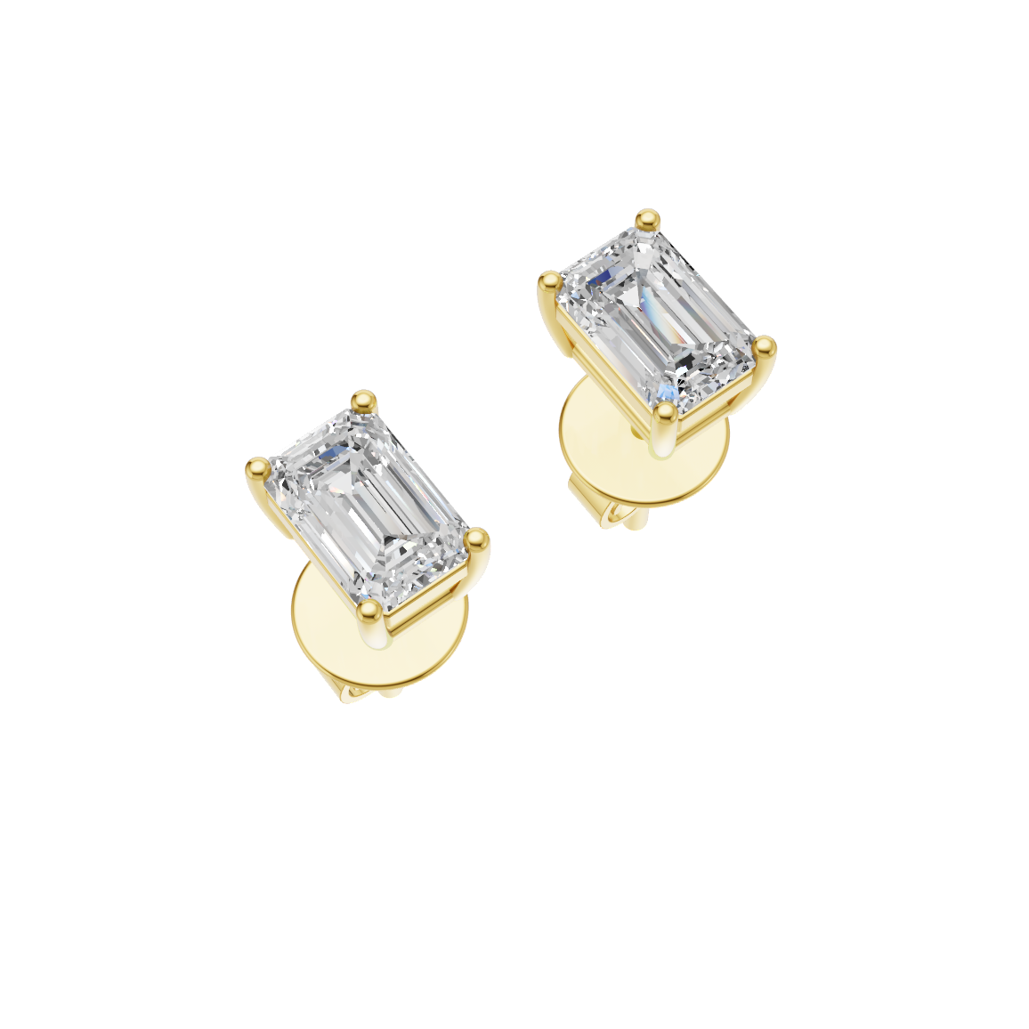 Emerald Cut Lab Grown Diamond Stud Earrings