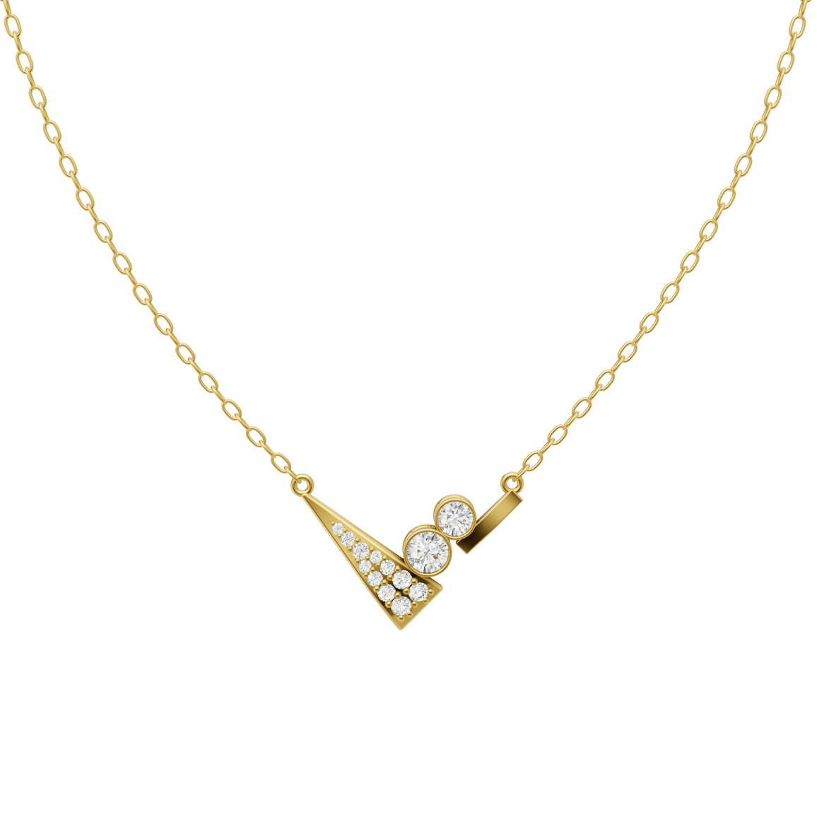Modern V-Shine Diamond Pendant Chain