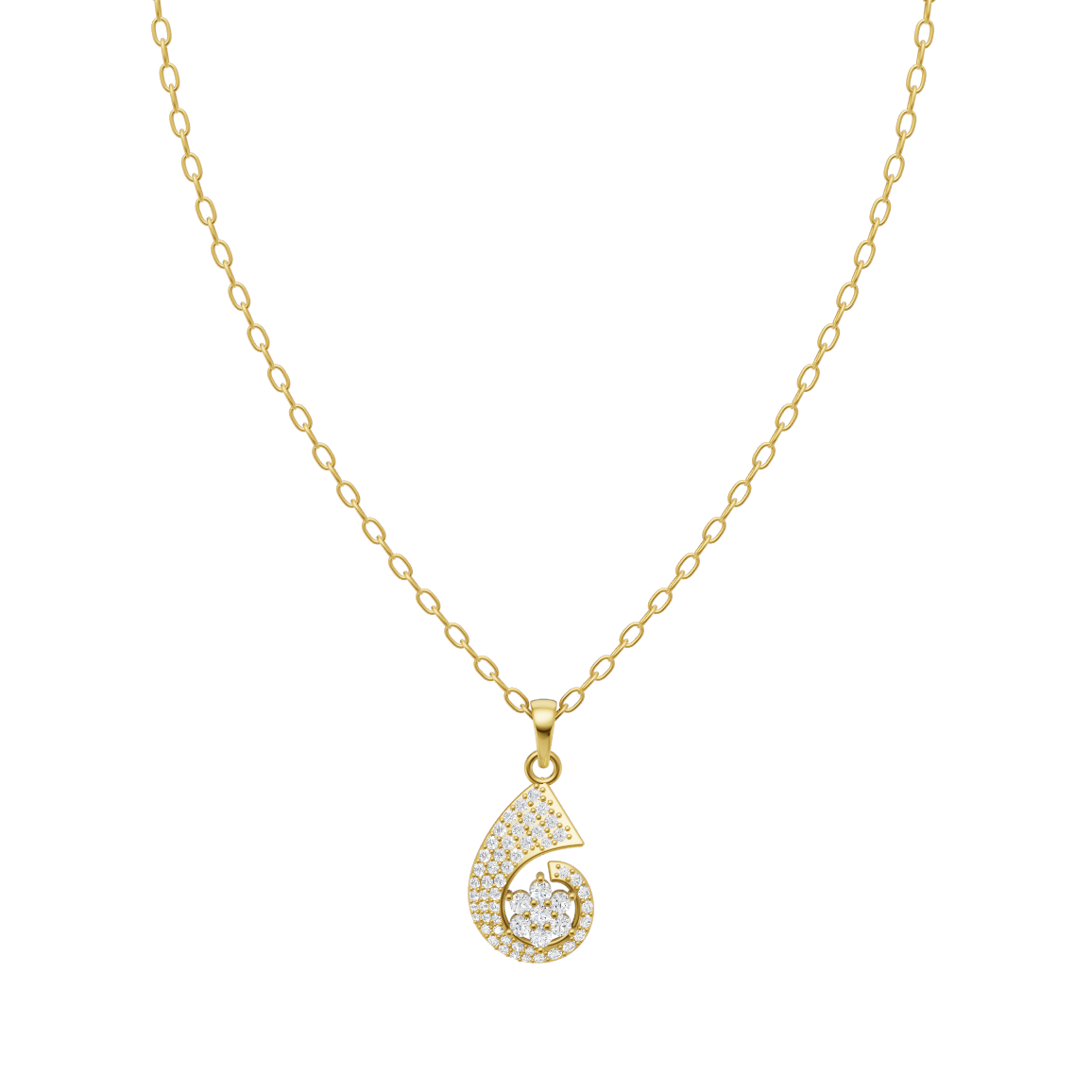 Elegant Swirl Floral Diamond Pendant Chain