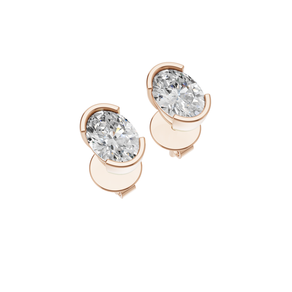 Oval Cut Lab Grown Diamond Stud Earrings
