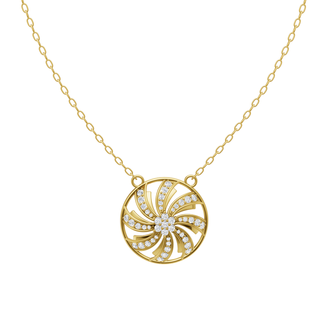 Elegant Swirl Bloom Diamond Pendant Chain