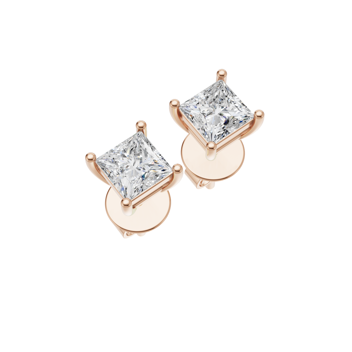 Princess Cut Lab Grown Diamond Stud Earrings