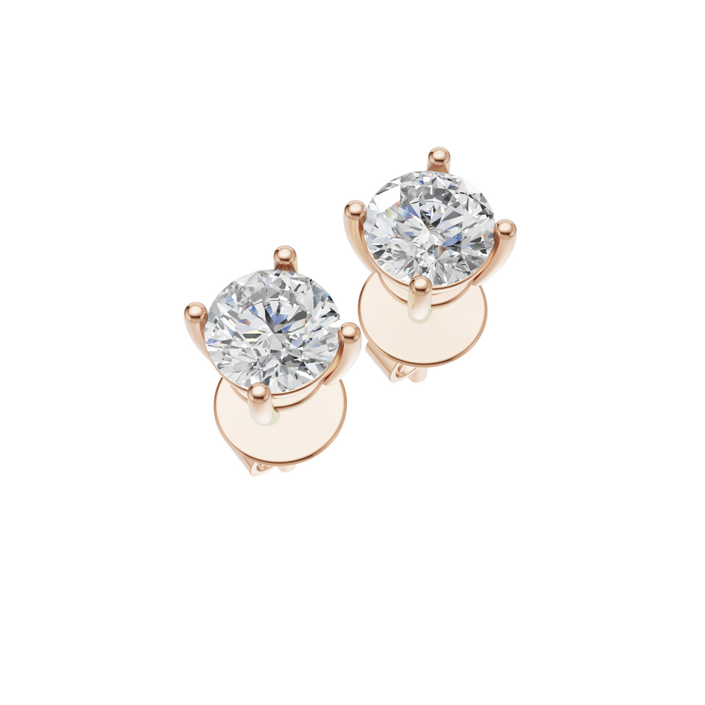 Round Cut Lab Grown Diamond Stud Earrings
