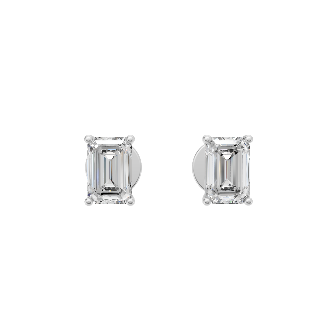 Emerald Cut Lab Grown Diamond Stud Earrings