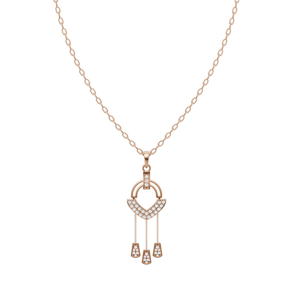 Elegant Dangling Drop Diamond Pendant Chain