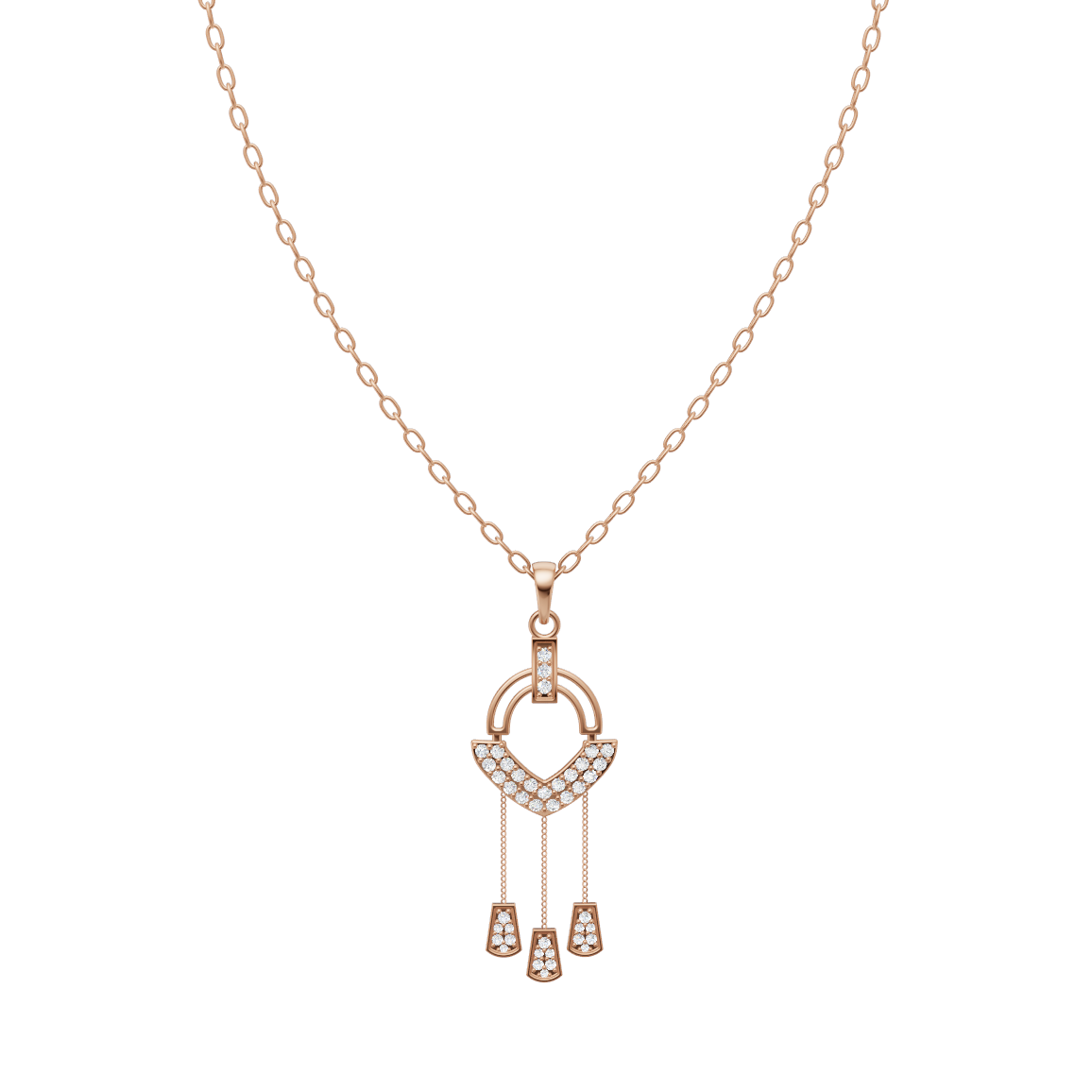Elegant Dangling Drop Diamond Pendant Chain