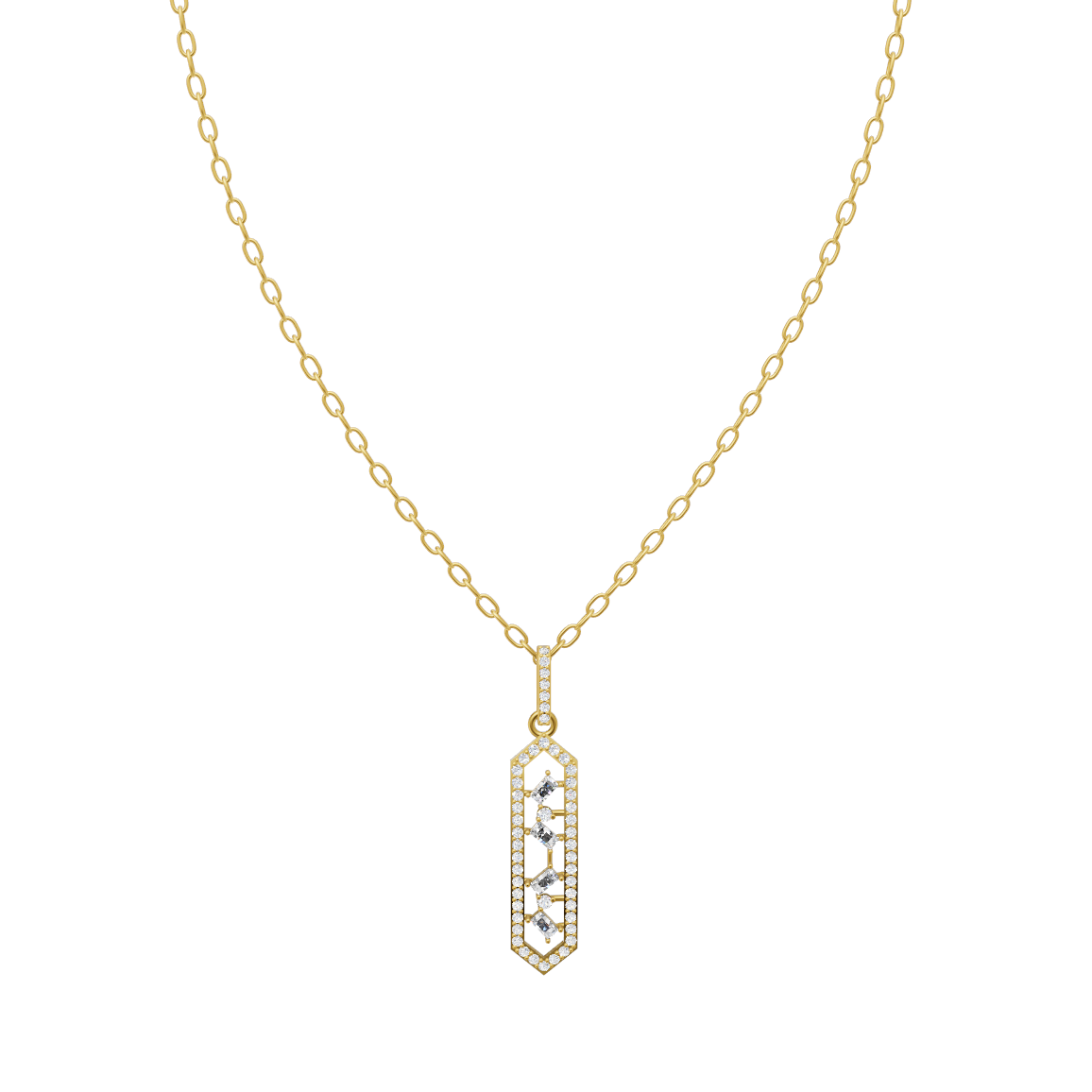 Luxury Vertical Bar Diamond Pendant Chain