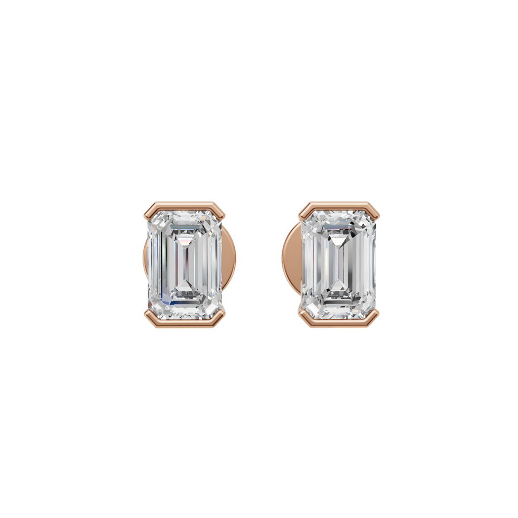 Emerald Cut Lab Grown Diamond Stud Earrings