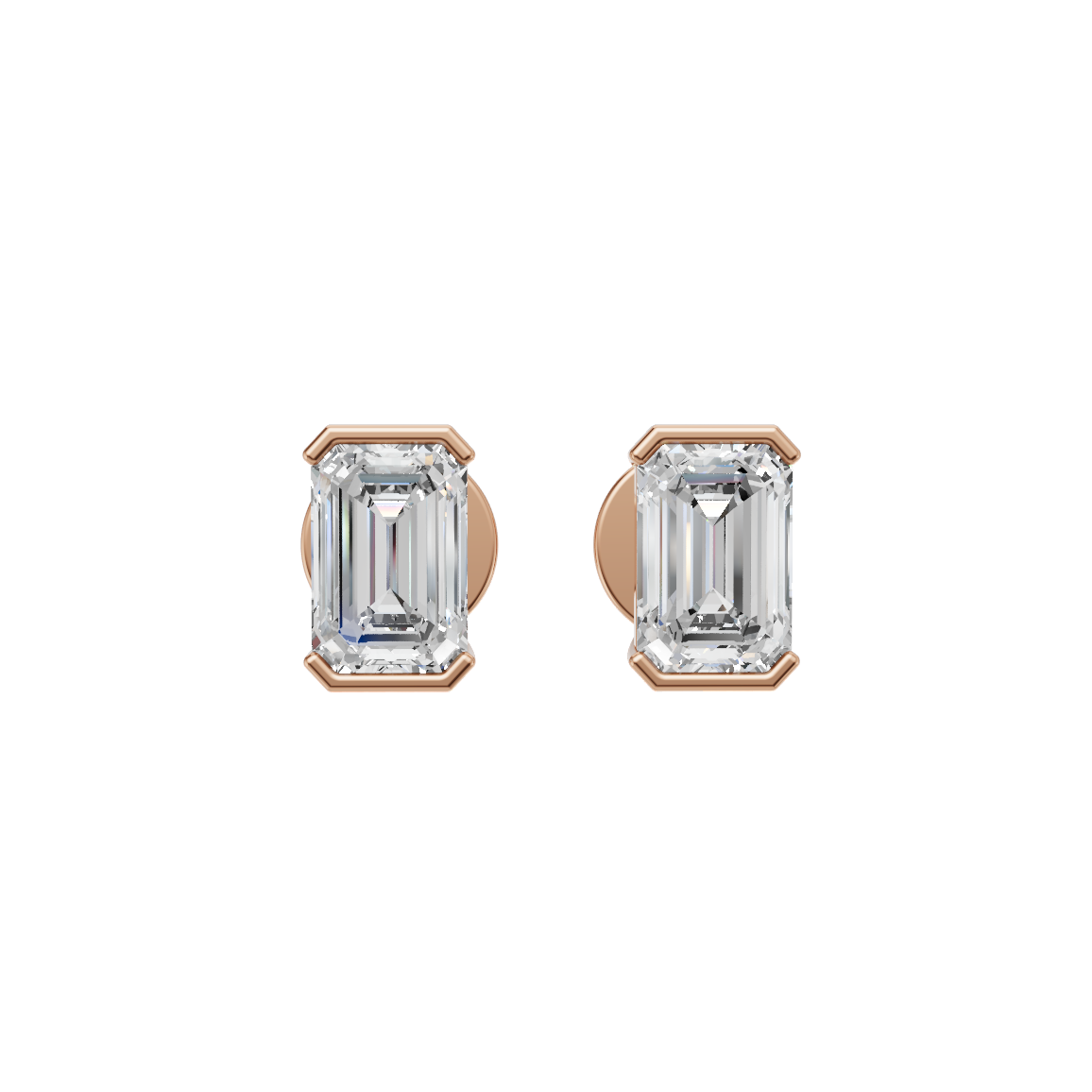 Emerald Cut Lab Grown Diamond Stud Earrings
