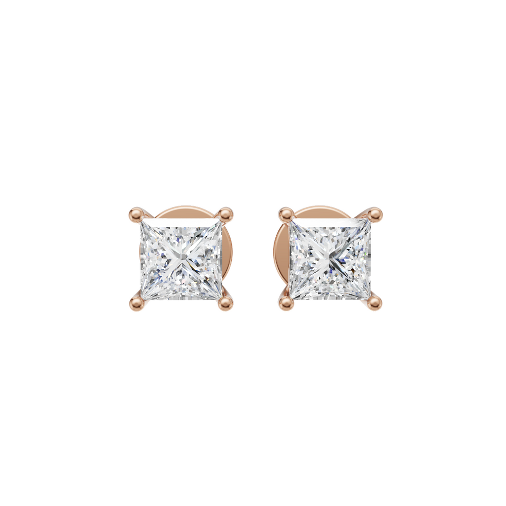 Princess Cut Lab Grown Diamond Stud Earrings