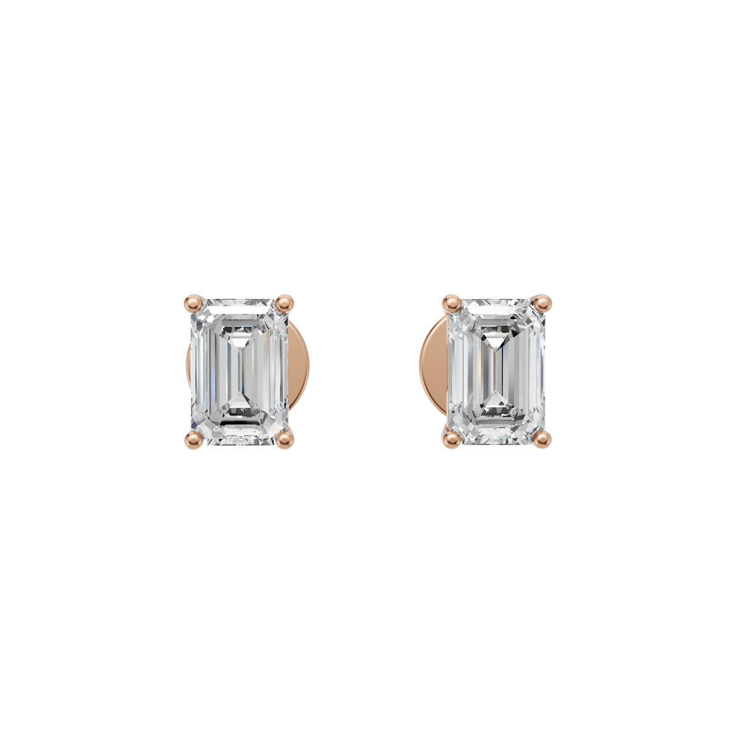 Emerald Cut Lab Grown Diamond Stud Earrings