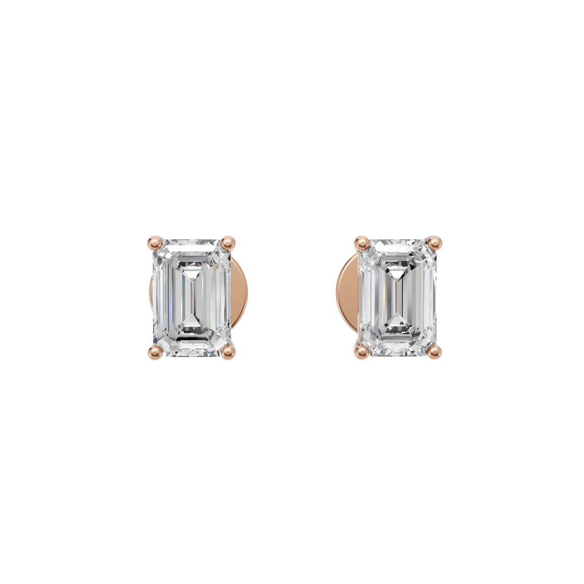 Emerald Cut Lab Grown Diamond Stud Earrings