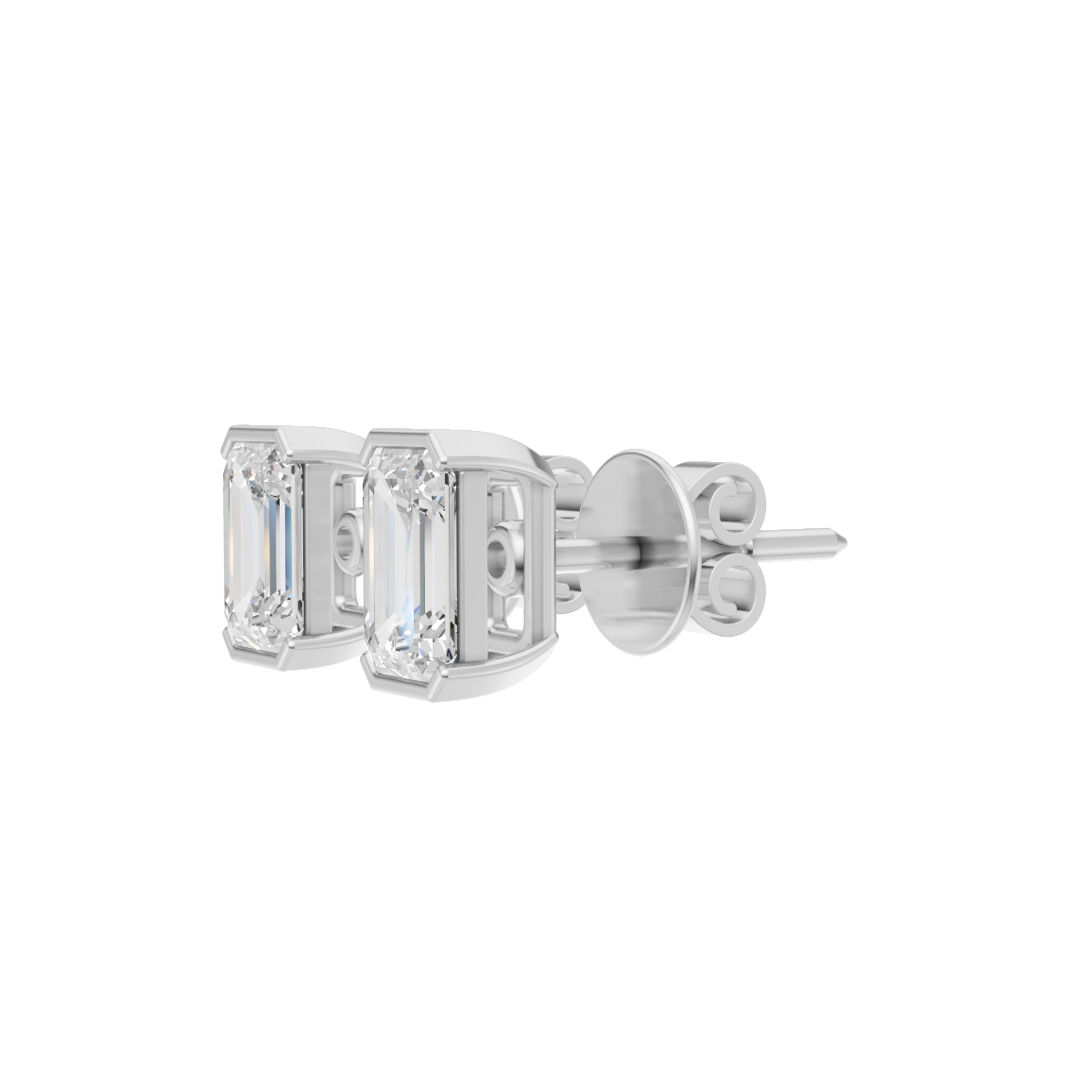 Emerald Cut Lab Grown Diamond Stud Earrings