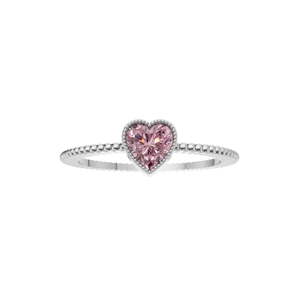 Pink Heart Lab Grown Diamond Band Ring